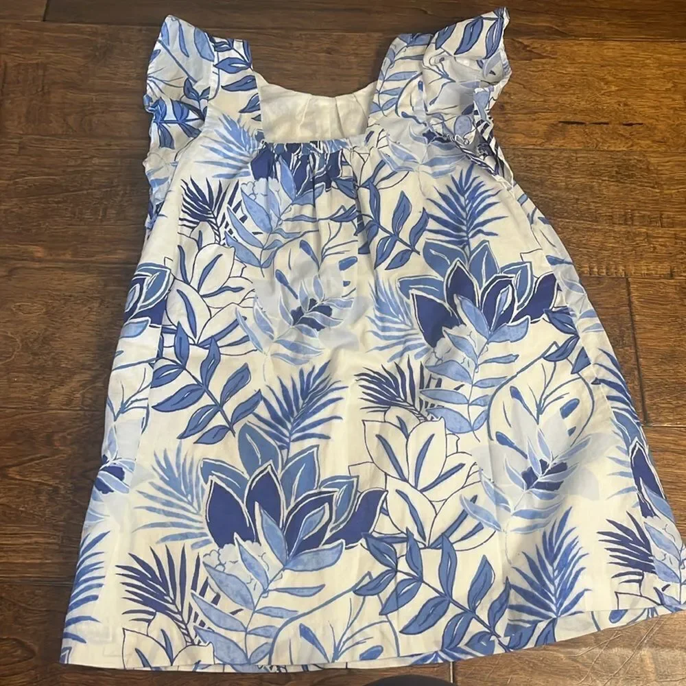 Janie and Jack Floral Blue and White Dress, size 4